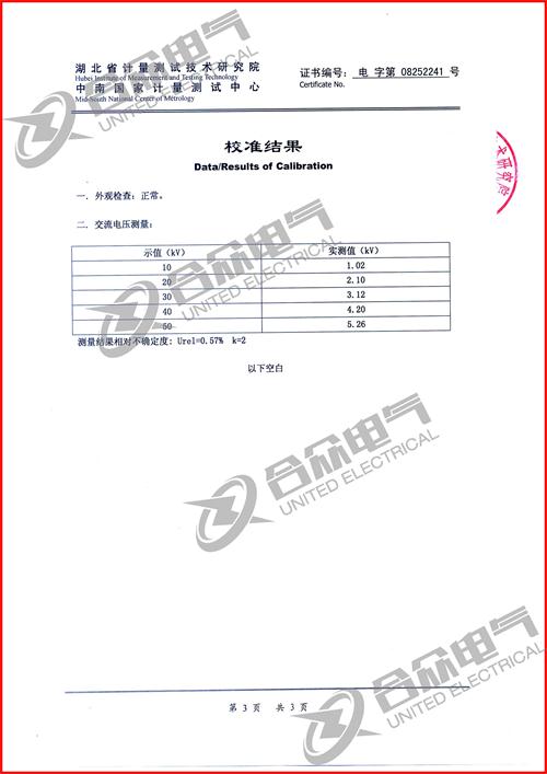 感應耐壓試驗裝置證書